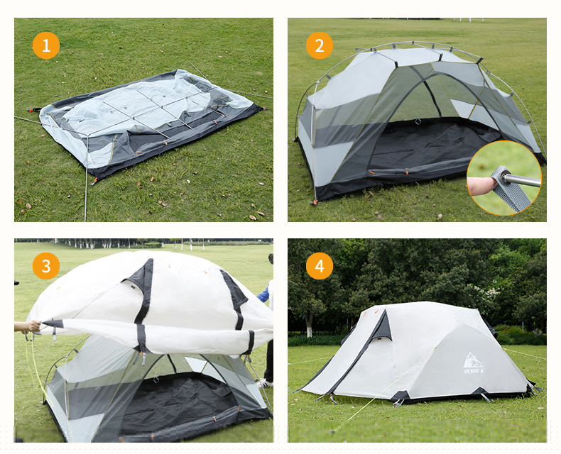 Cheap Goat Tents Hewolf Rain proof Tow Person Double Decked Outdoor Camping Tent 7075 Aluminum Alloy Tent Pole Tent Portable Winter   